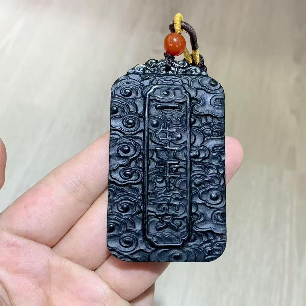 Black-Green Hotan Jade Manjushri Bodhisattva Pendant | 和田玉黑青文殊菩萨