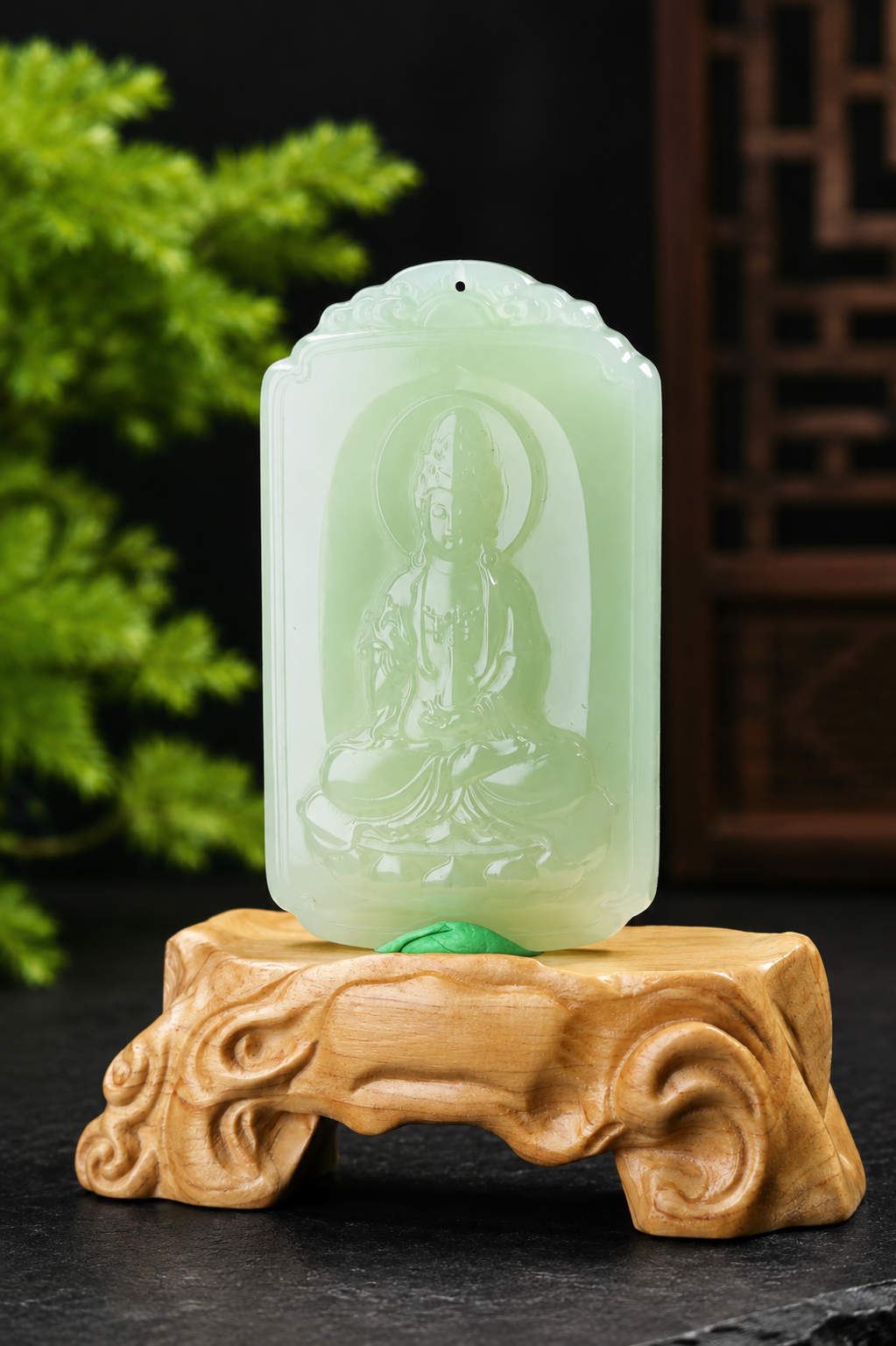 Qing Shui Hotan Jade Plaque | 晴水和田玉无事牌