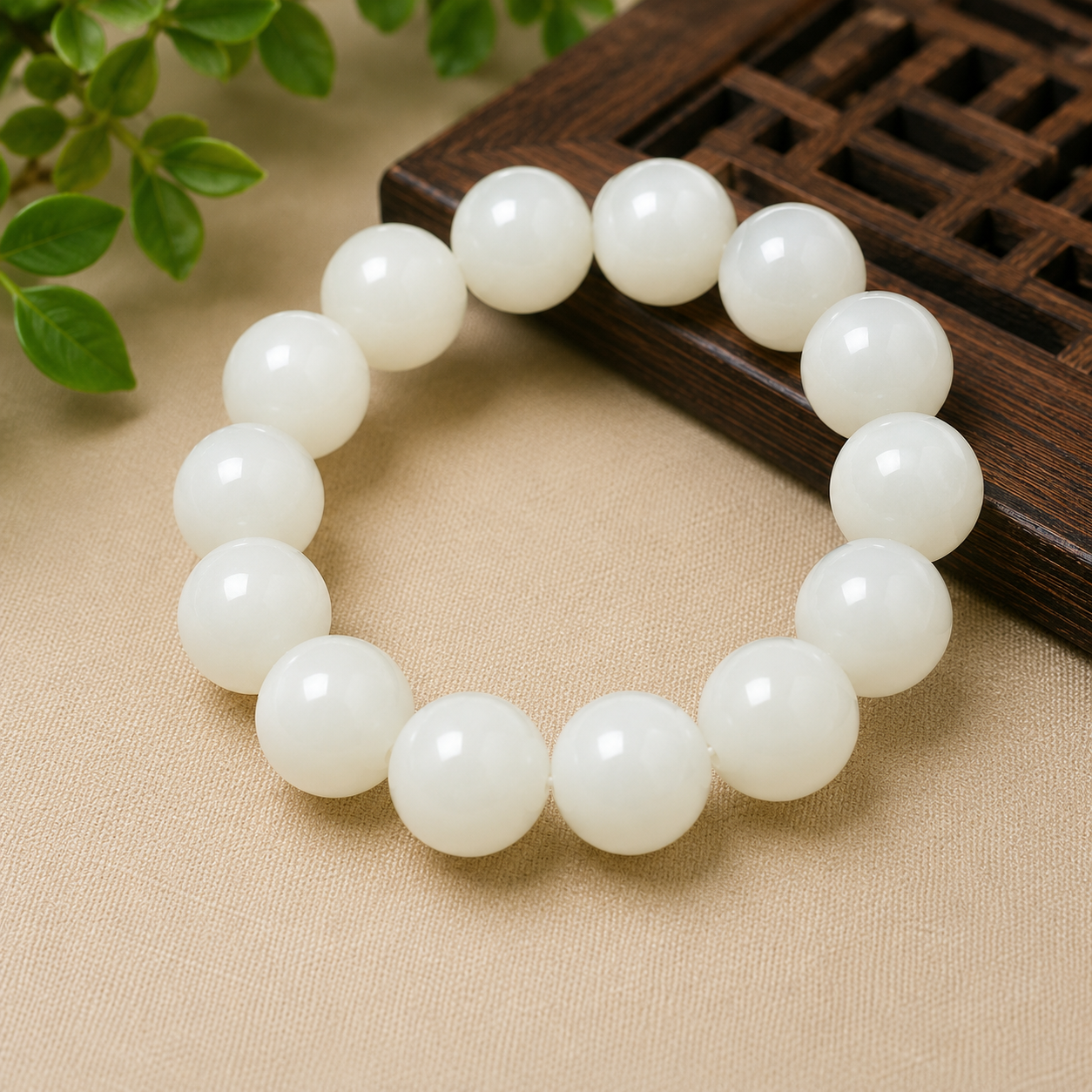 White Hotan Jade Bracelet | 白玉和田玉手串