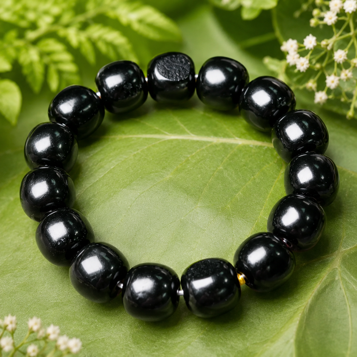 Black-Green Hotan Jade Bracelet | 黑青和田玉手串