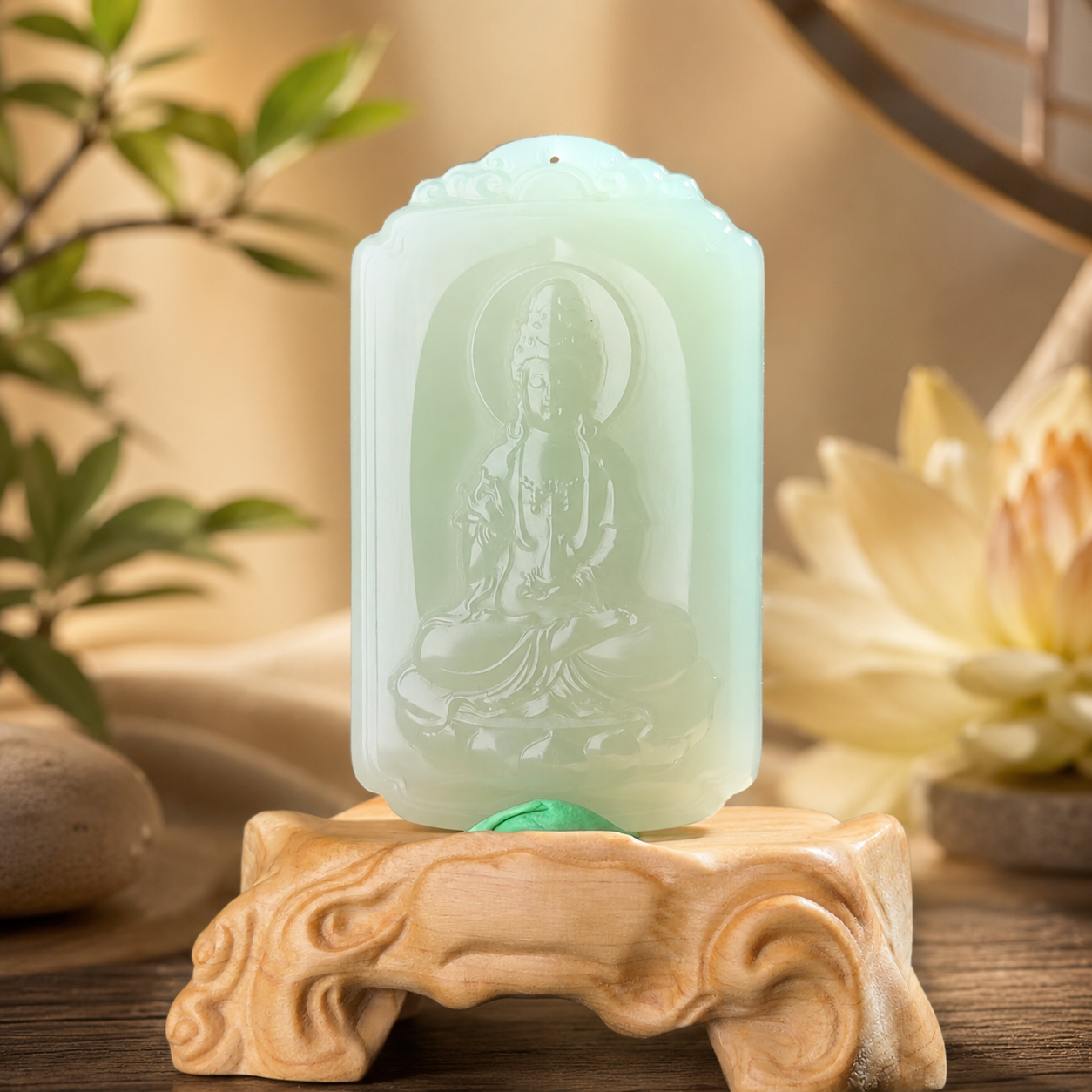 Qing Shui Hotan Jade Plaque | 晴水和田玉无事牌