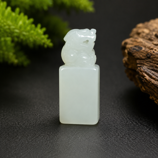 White Hotan Jade Seal | 白玉和田玉印章