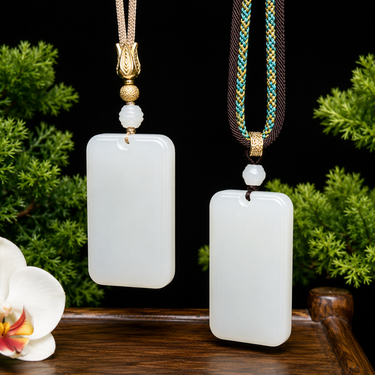 White Hotan Jade Plaque | 白玉和田玉无事牌